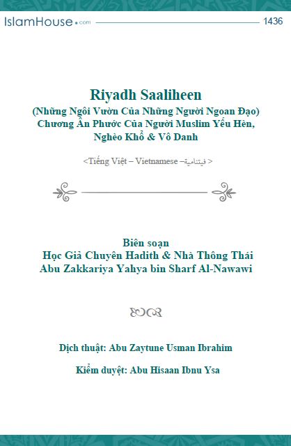 Riyadh Saaliheen - Chương Ân Phước Của Người Muslim Yếu Hèn, Nghèo Khổ & Vô Danh